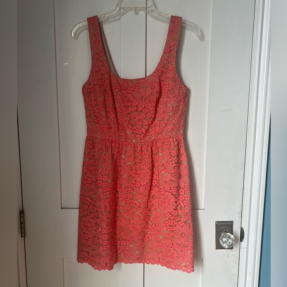 Trina Turk Gaviota Coral Lace Sleeveless Dress sz 4 - Picture 10 of 11